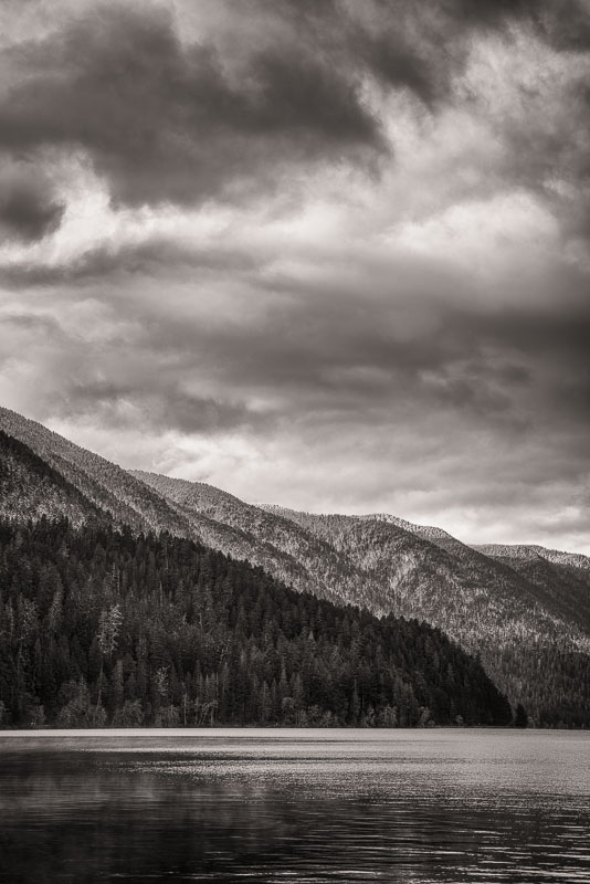 Lake Crescent morning with new snow