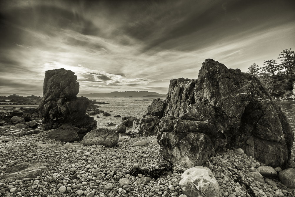 Sentinals overlooking the Brooks Peninsula as sunset approaches